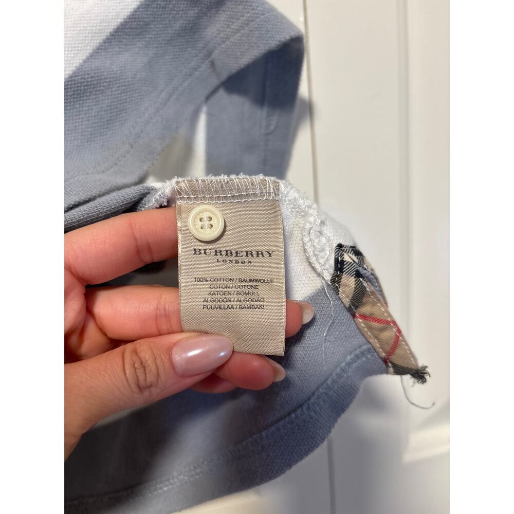 Burberry London XL Blue White Stripe Polo Shirt - Picture 8 of 9
